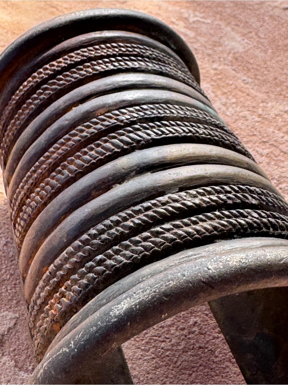 African Lost Wax Cuff Burkina Faso Bronze Wide Statement Currency Bracelet 332g - Picture 7 of 17
